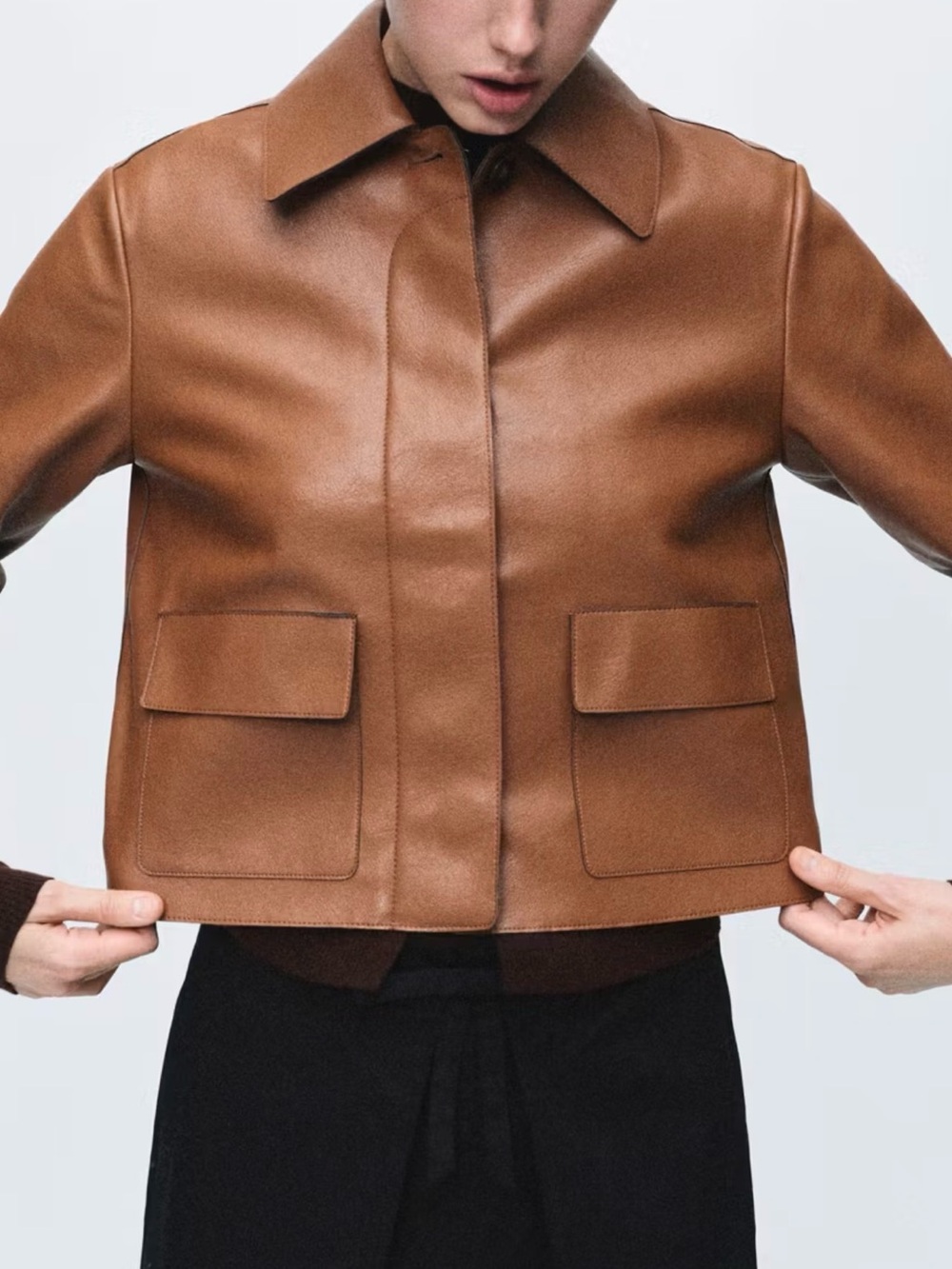 Mango Faux-Leather Jacket With Pockets
